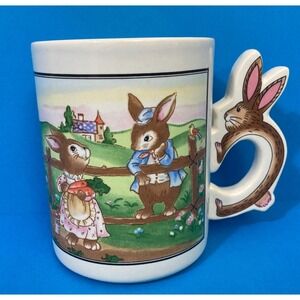 Whimsical 3D Bunny Mug - Sculptural Rabbit Handle - Storybook Easter Decor